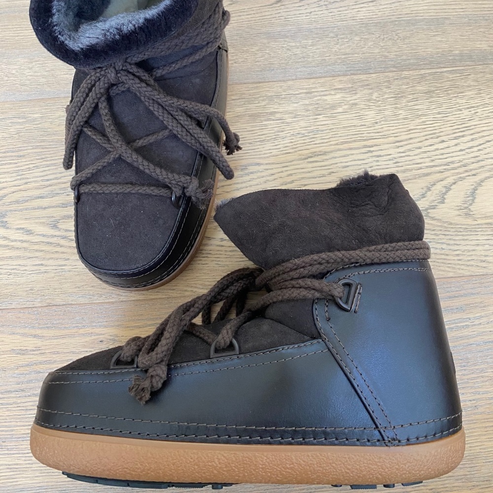 Neiman Marcus Ikkii Inuikii Brown Suede Shearling Classic Water proof Ankle Boot